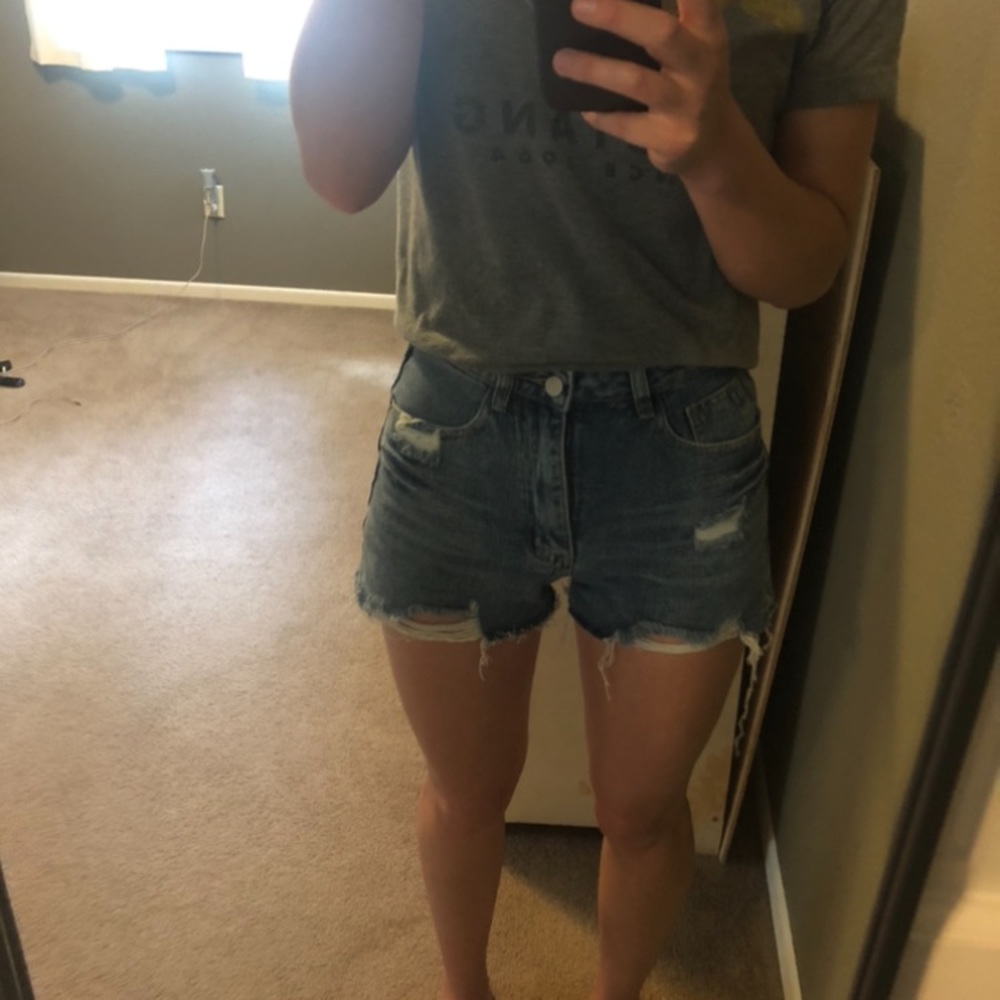 High waisted jean shorts